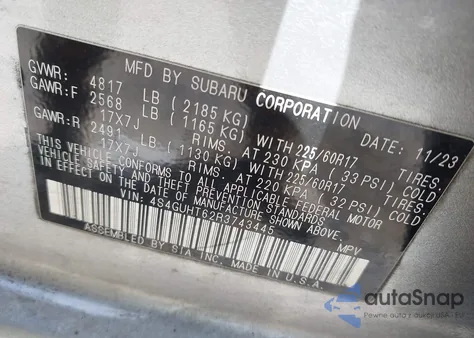 2024 Subaru Crosstrek Wilderness z USA, uszkodzony, nr VIN 4S4GUHT62R3743445